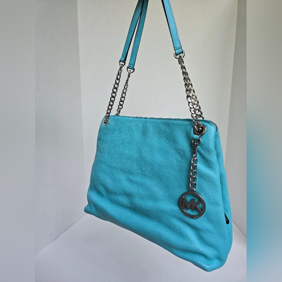 Michael Kors Bright Teal Leather Shoulder Bag - Picture 1 of 14